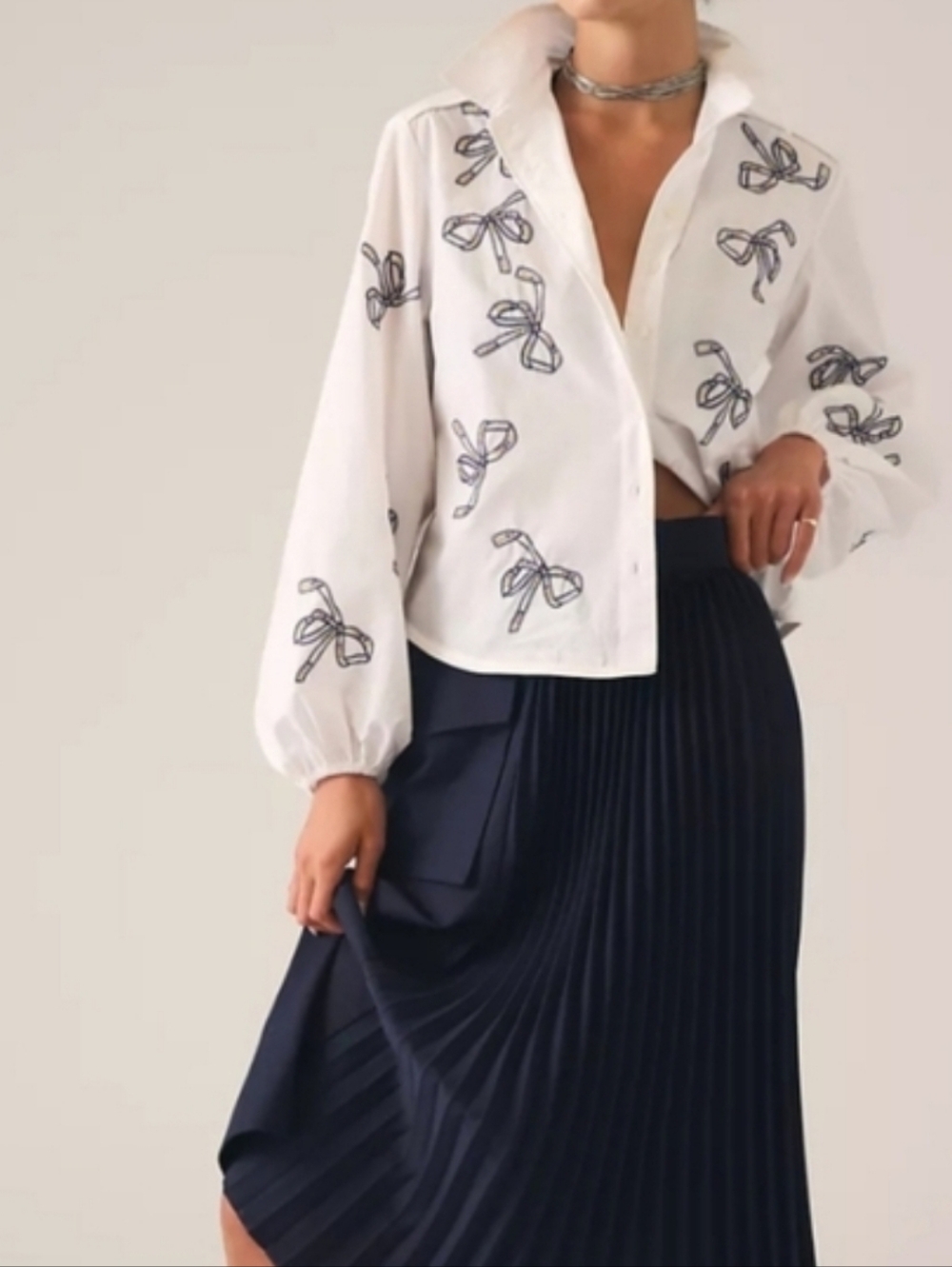 Anthropologie Maeve Buttondown Bow Poplin Shirt